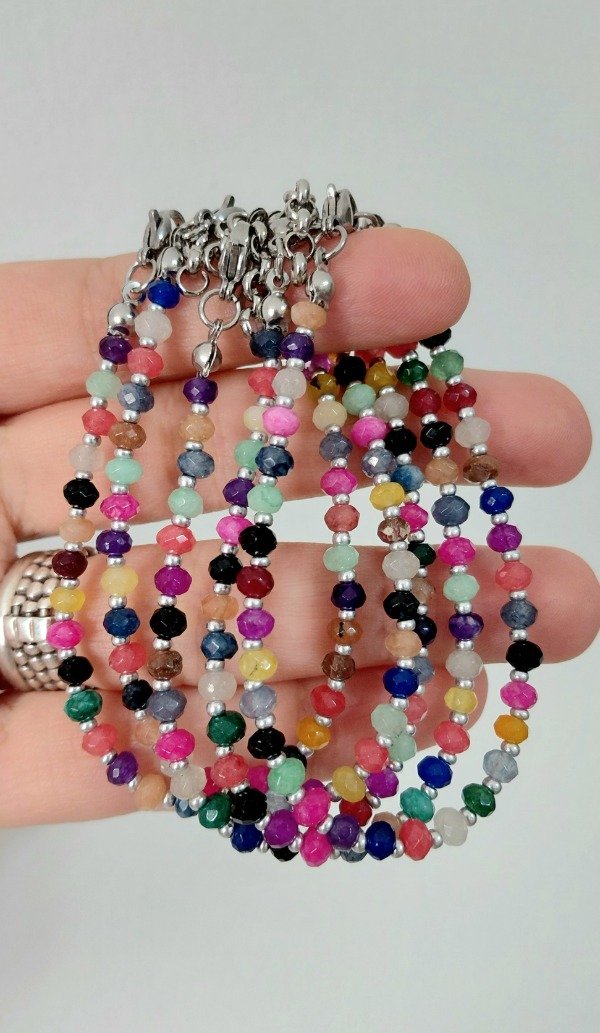 Producto - Pulsera de Acero Mix de Cristales de Piedras Semipreciosas