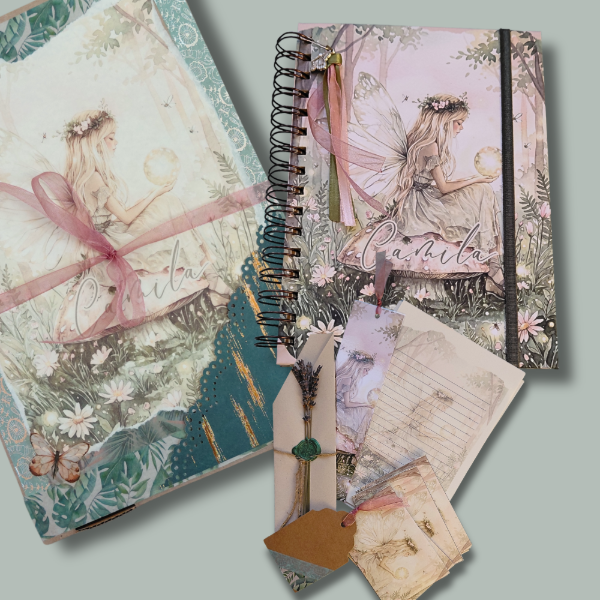 Producto - Diario personalizado Bosque encantado verde + papeleria