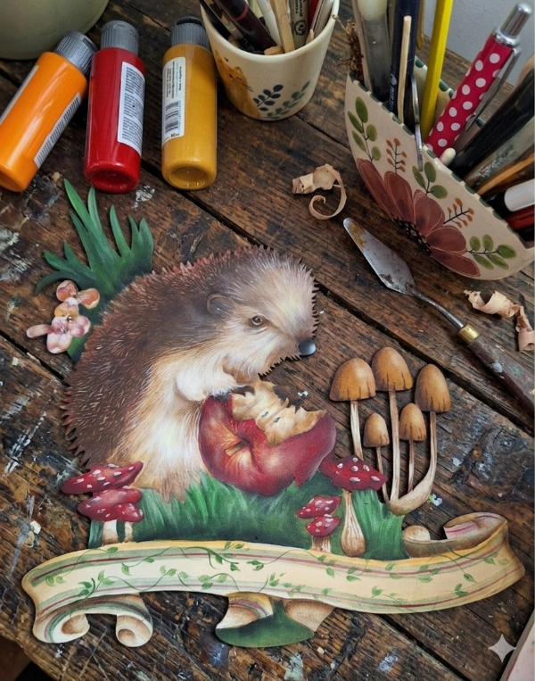 Producto - Clase de pintura en Acrilico - estilo Beatrix Potter  - Puercoespin