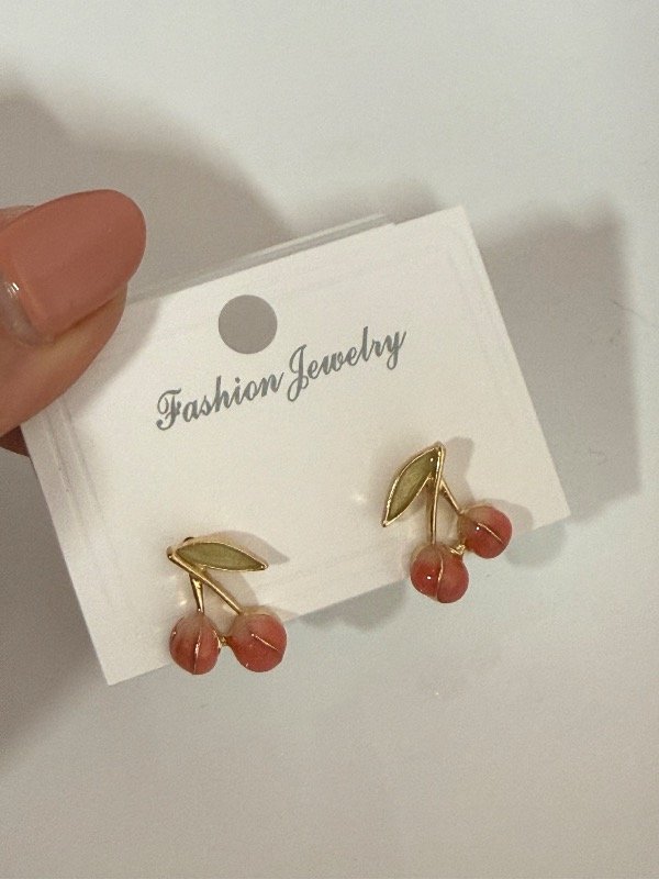 Producto - AD464 Aros pasante cherry rosa 1,5 cm