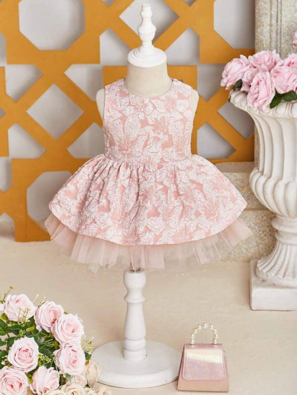 Producto - Vestido de fiesta para Niñas Brocato Rosa
