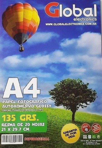 Producto - Resma Global A4 Fotografico Autoadhesivo Glossy 135Grs 20 Hojas PAPERAG135A4