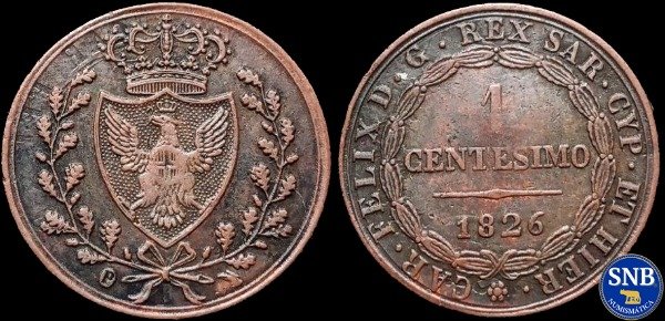 Producto - Reino de Cerdeña - 1 Centésimo (1826)L) KM #125.2