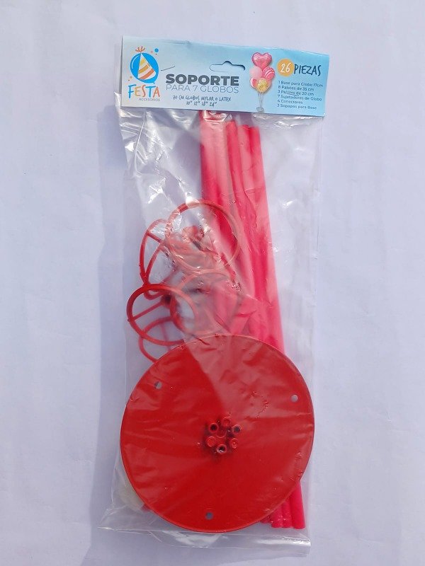 Producto - Soporte 70cm para 7 Globos Rojo