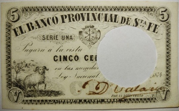 Producto - Santa fé 5 centavos año 1874 - 0