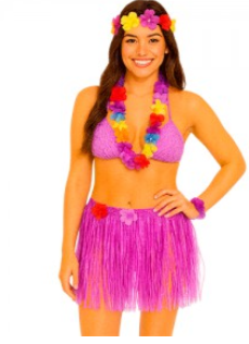 Producto - POLLERA HULA HAWAII ROSA X1