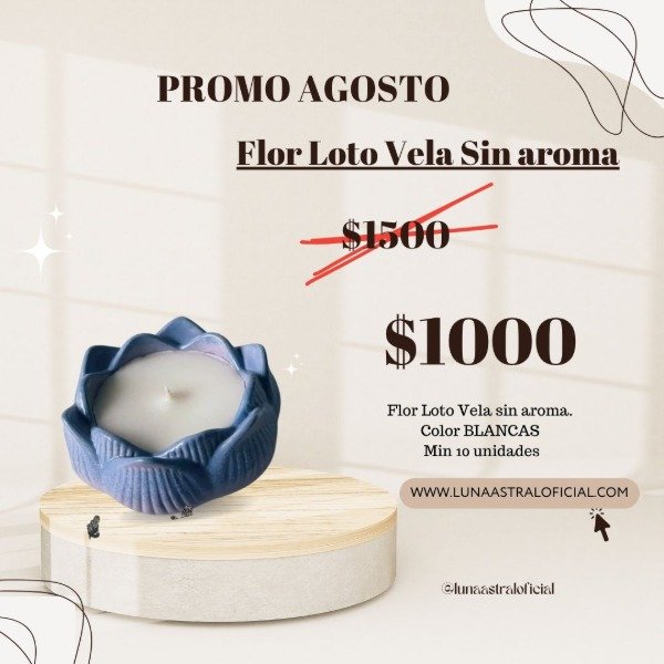 Producto - 10  VELAS FLOR LOTO SIN AROMA