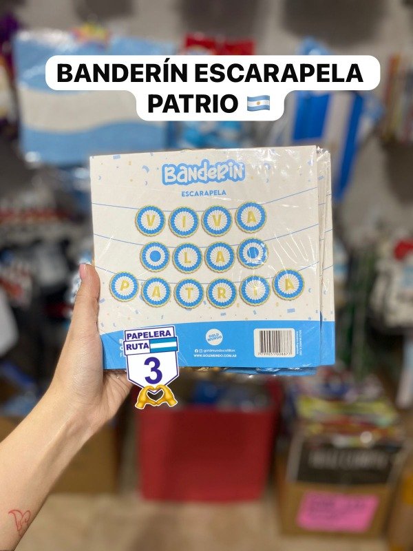 Producto - BANDERIN ESCARAPELA VIVA LA PATRIA X1U