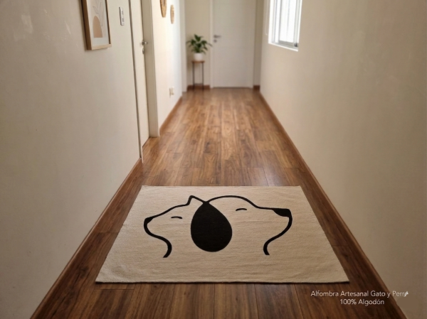 Producto - Alfombra Tejida de Algodón "CatDog" 40 x 60 cm