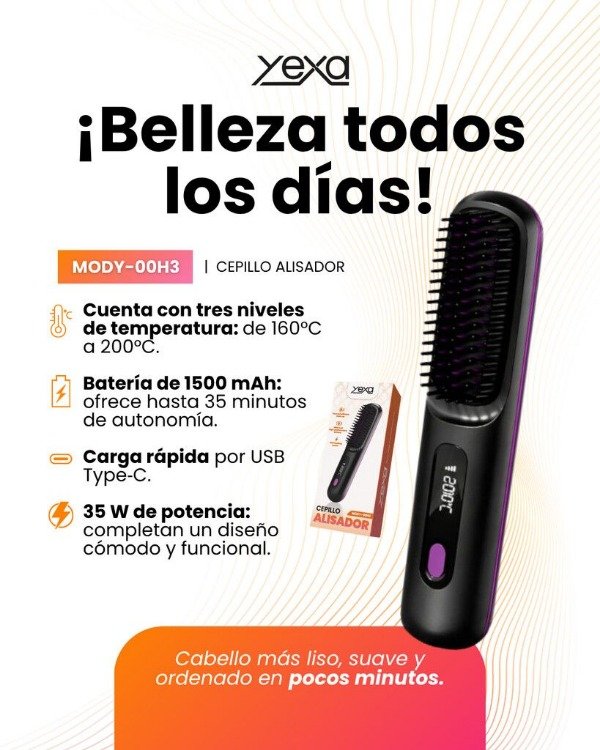 Producto - Cepillo Alisador Inalámbrico Térmico Recargable - 1