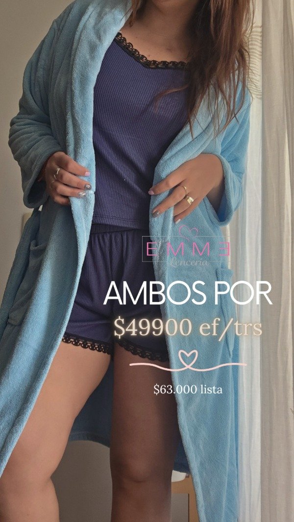 Producto - PROMO Bata + Pijama morley, celeste+azul. - 49900 Ef/Trs