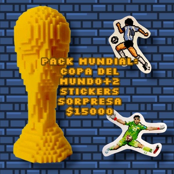 Producto - Pack mundial: copa del mundo pixelada+2 stickers sorpresa