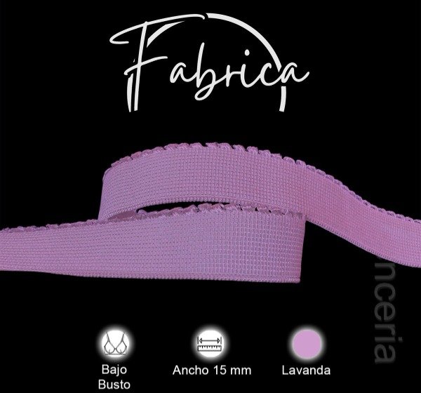 Producto - Bajo busto Picos Lavanda 15mm nylon (1 metro)