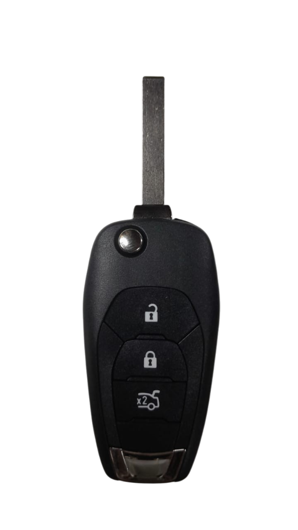 Producto - CARCASA CHEVROLET 3 BOTONES LLAVE ABATIBLE HU100 PALETA LOGO CIRCULAR