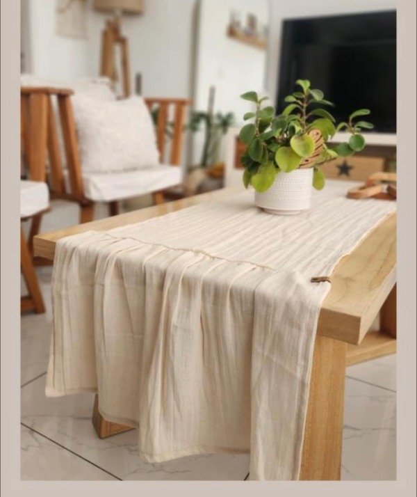 Producto - Camino De Mesa De Gasa Con Volado 2 Mts X 45 Cm