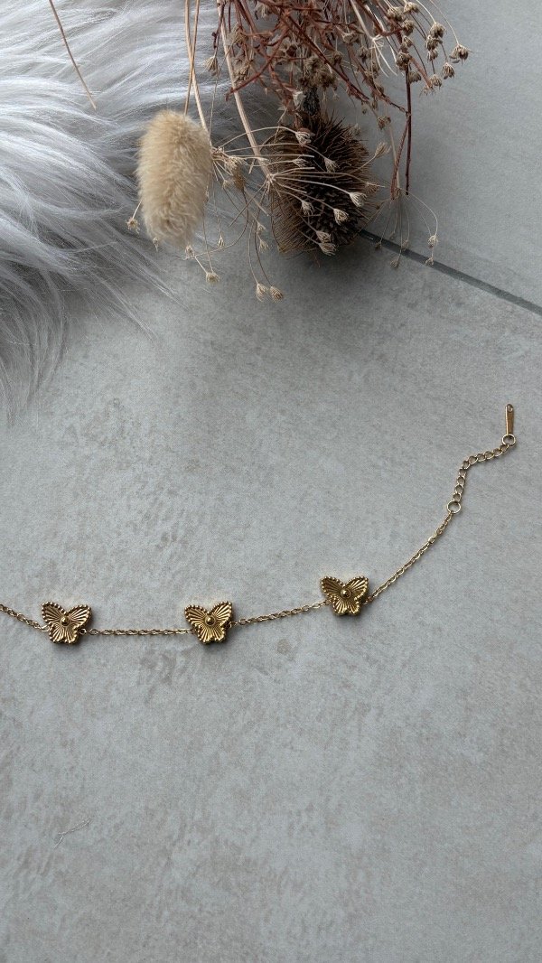 Producto - Pulsera acero dorado mariposas l