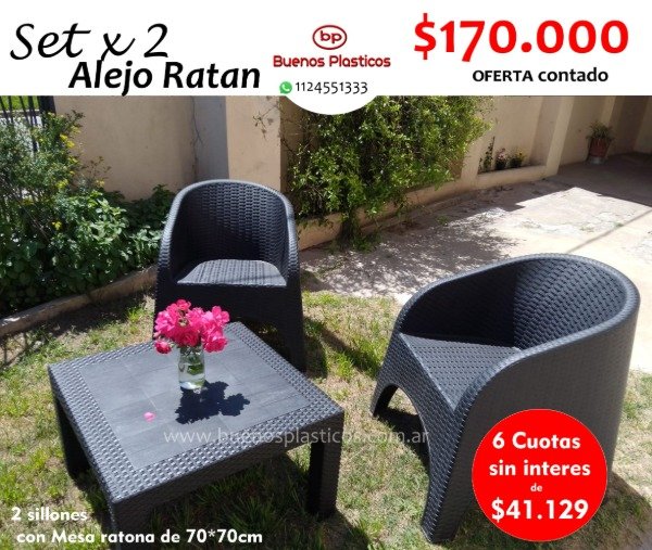 Producto - Set 2 sillones Alejos Ratan + mesa