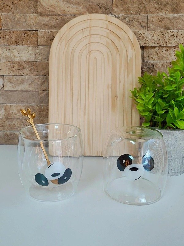 Producto - Vaso Panda doble vidrio 250cc