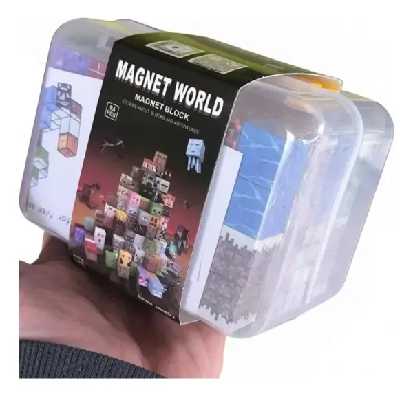 Producto - VALIJA BLOQUES MAGNÉTICOS MINECRAFT MY WORLD (96 PIEZAS)