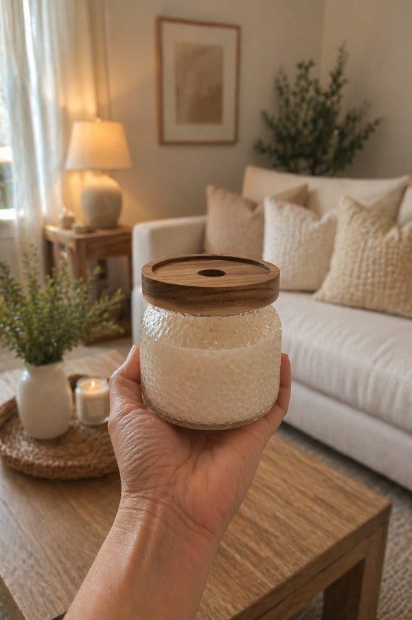 Producto - Vela Aromática en Frasco de Vidrio Granulado