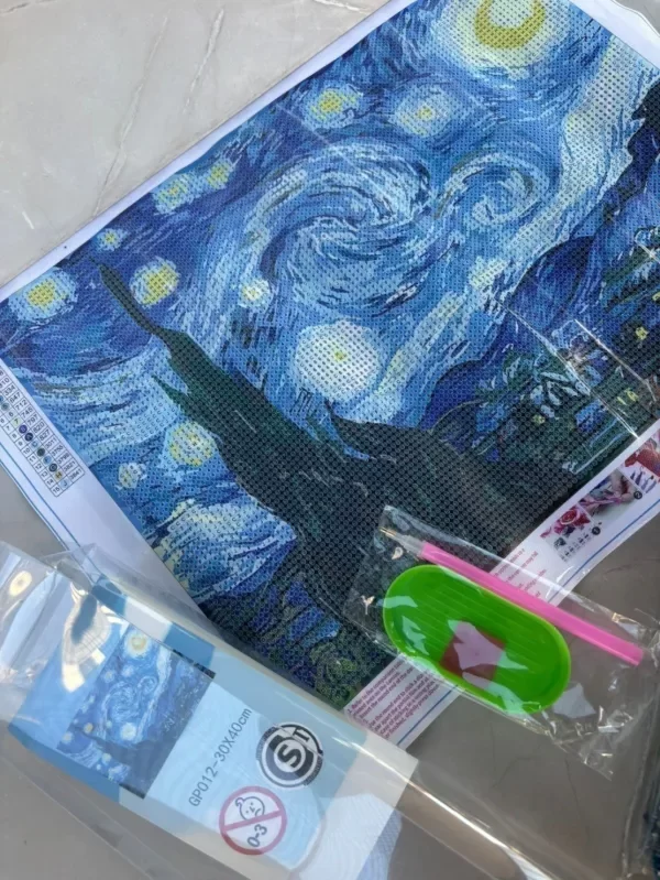 Producto - Diamond painting noche estrellada Van Gogh 30x40cm