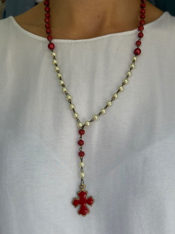 Producto - Rosario blanco y rojo