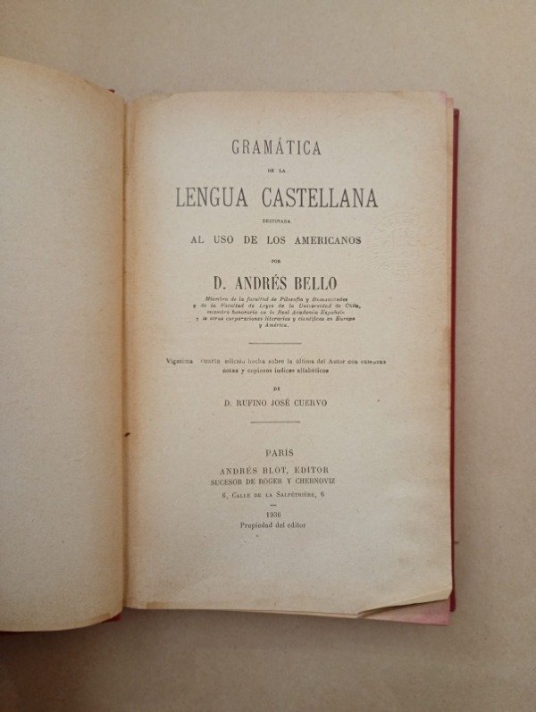 Producto - Gramática castellana - Andrés Bello - Andrés Blot 1936 Tapa dura - 1