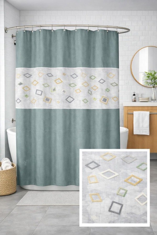 Producto - Cortina Teflon Bordada en Organza Geo