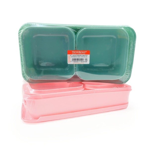 Producto - HERALDPLAST SET CONTENEDOR RECT 1.6L + 2 CUAD (S283)