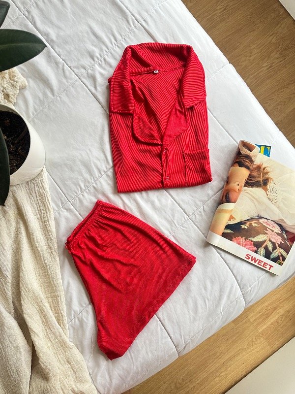 Producto - PIJAMA CAMISERO ROJO