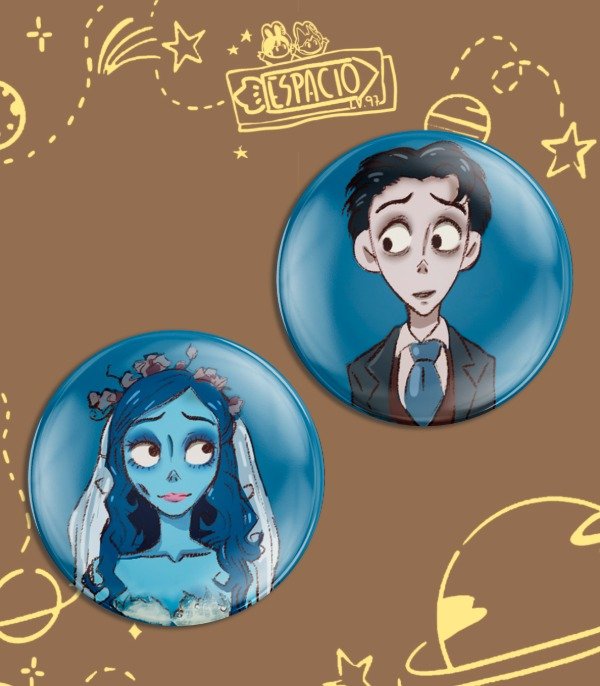 Producto - Pines Emily y Victor // El Cadaver de la Novia