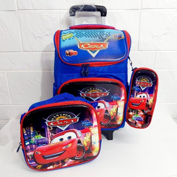 Producto - Mochila con carrito 3 piezas Cars rojo