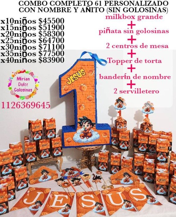 Producto - Combo cumpleaños 61 goku