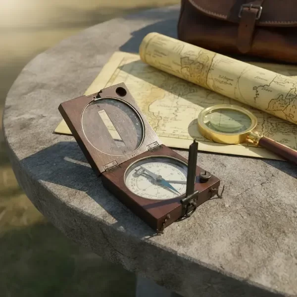 Producto - Antigua Brújula Militar De Madera Ladois Francesa Marrón