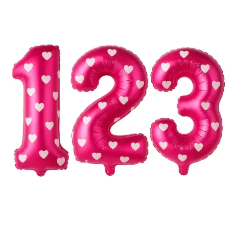 Producto - GLOBO NUMERO ROSA CON CORAZONES 16" 40CM