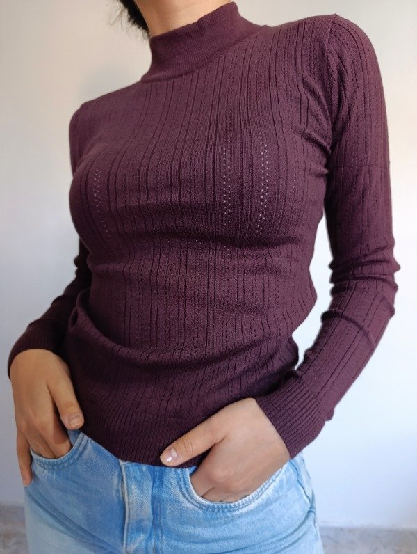 Producto - Sw polera de hilo (chocolate)