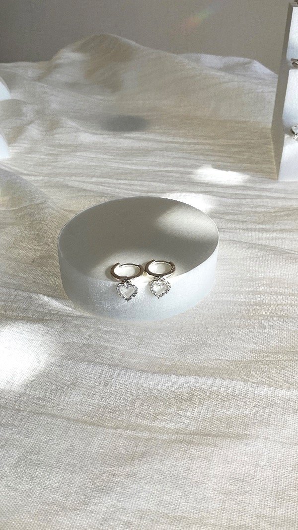 Producto - Aros argollas corazón cubic de plata 925