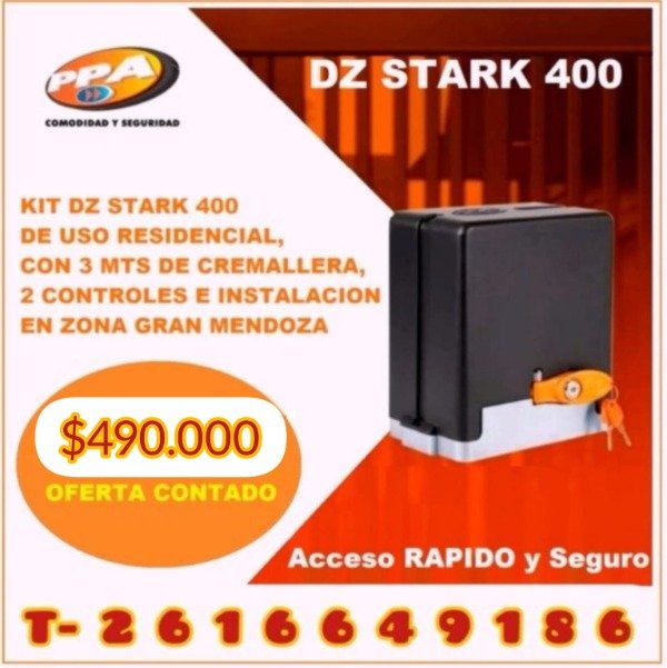 Producto - KIT MOTOR PPA DZ STARK CORREDIZO DOMICILIARIO HASTA 400 KG