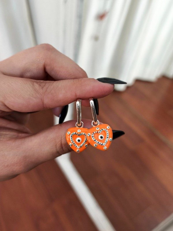 Producto - Argollitas Lucky (naranja - acero blanco)