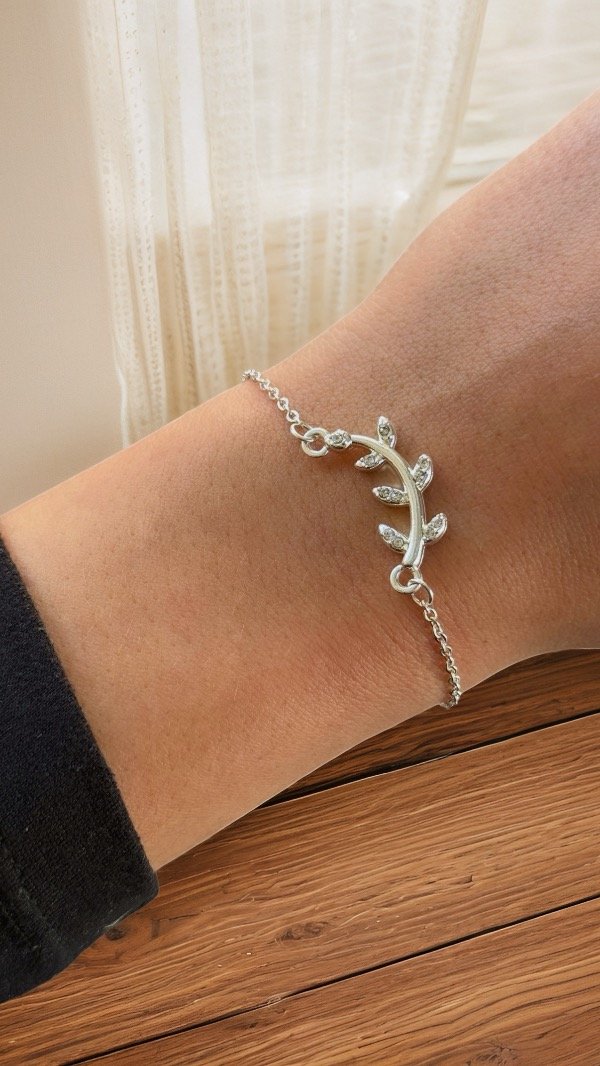 Producto - Pulsera ramitas stras ACERO BLANCO PA56