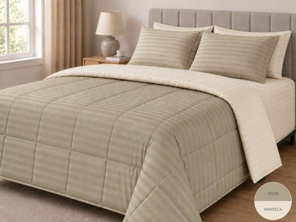Producto - Acolchado Edredon Kasarah Dobby 600h Simil plumon c/ funda Queen - 4