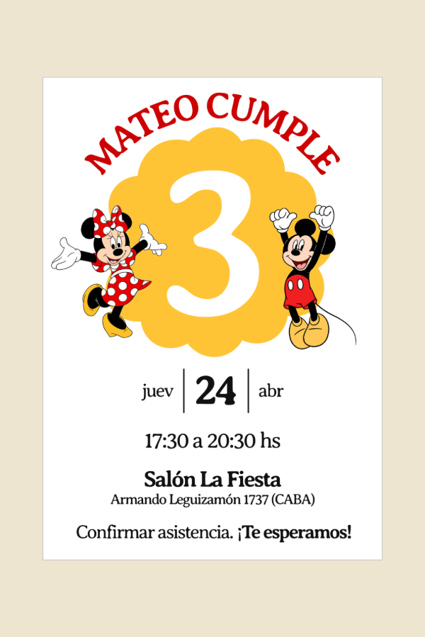 Producto - invitación digital [mickey y minnie]