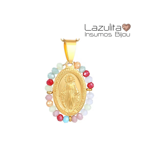 Producto - VIRGEN MILAGROSA ACERO DORADO-MULTICOLOR