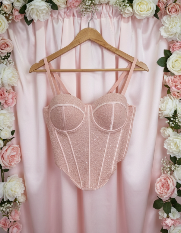 Producto - Corset brillo rosa durazno