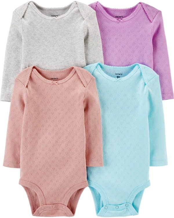 Producto - Pack x 4 Bodies Manga Larga Lisos Con Lila