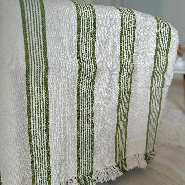 Producto - MANTA RÚSTICA RAYADA CON GUARDA VERDE