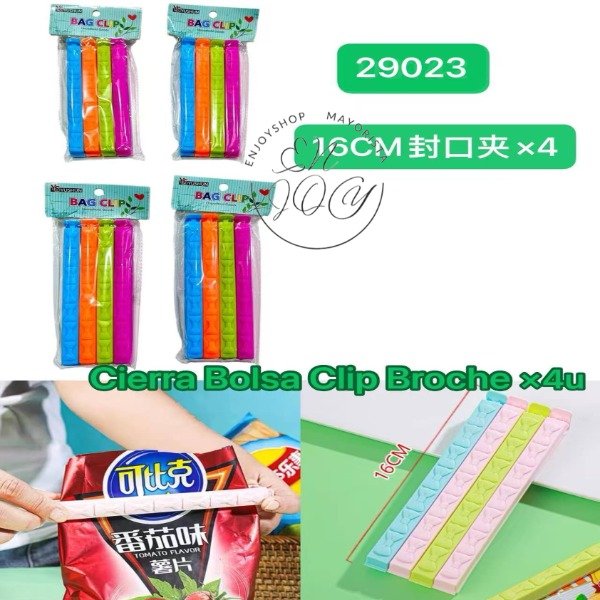 Producto - Broches 16cm Cierra Bolsa Plástico Clip Hermético Colores x4