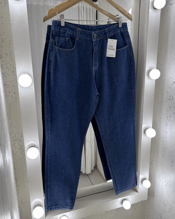 Producto - Jean Mom Liso Azul Oscuro