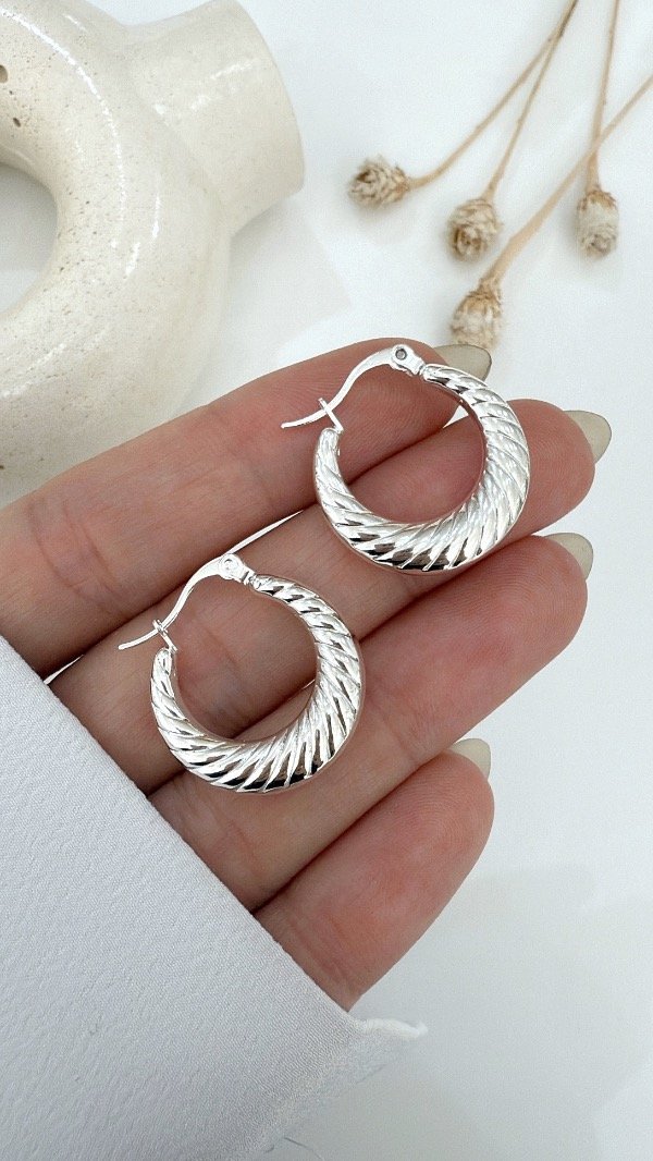 Producto - Argollas carteras textu ray 2,5cm ACERO BLANCO