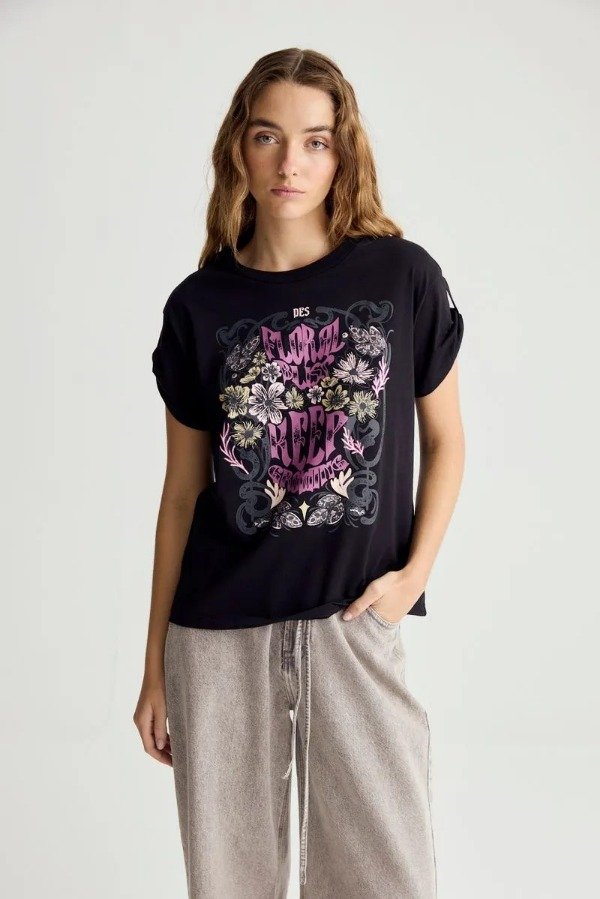 Producto - REMERA COTTON PRINT BLISS NEGRO